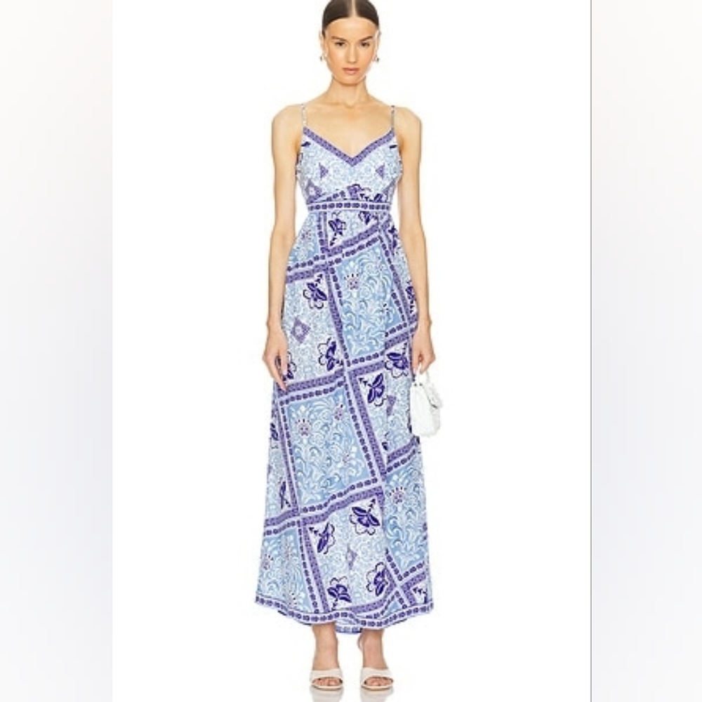 Yumi Kim Blue and White Patterned Maxi Dress